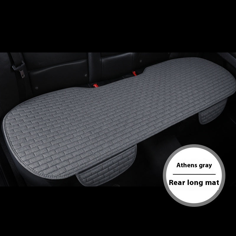 Linen Car Seat Cushion Three-piece Seat Protective Pad