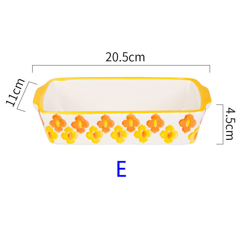 European Creative Binaural Baking Pan Ceramic Baking Oven Oval Baked Rice Pan