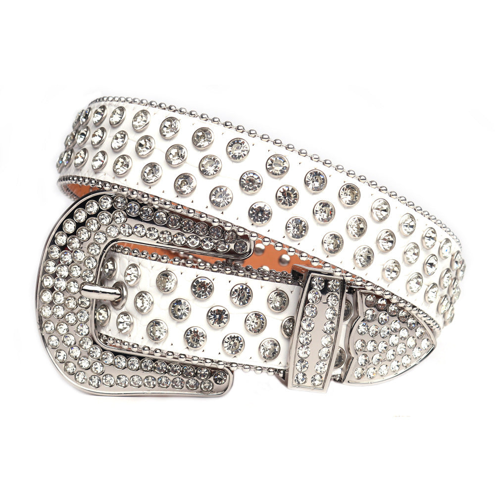 Fashion Trend Rivet Rhinestone Inlaid Belt