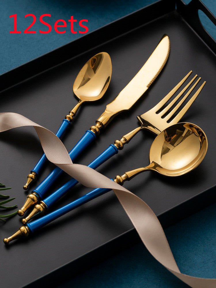 Steak Golden Knife Fork And Spoon Three-piece Set