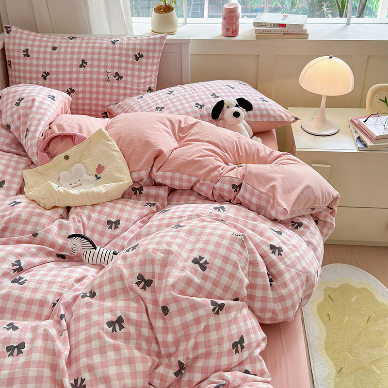Pastoral Style Girl Floral Bunny Washed Cotton Bedding