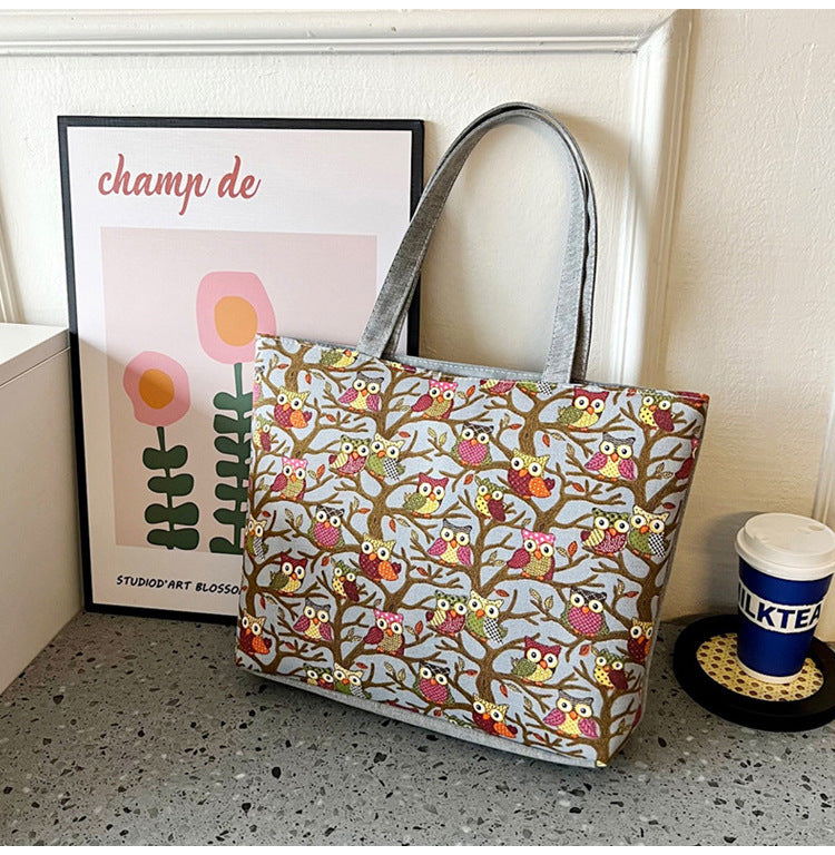 Canvas Large Capacity Ladies Print Tote Bag