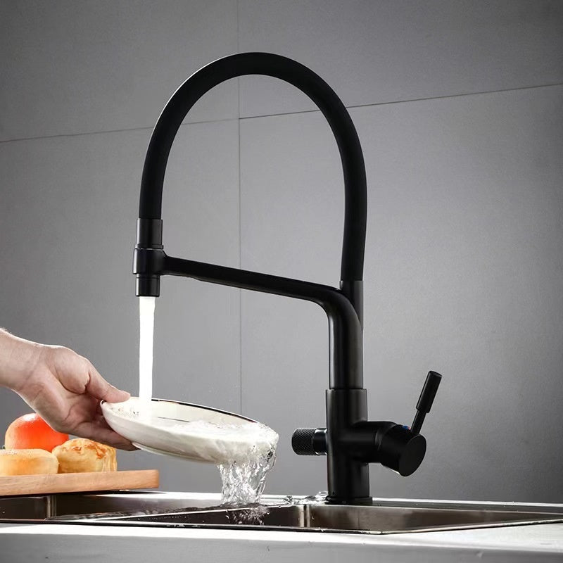 Copper Three In One Kitchen Hot And Cold Spring Sink Faucet