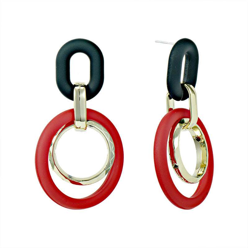 Exaggerated Circle Long Earrings Acrylic Resin
