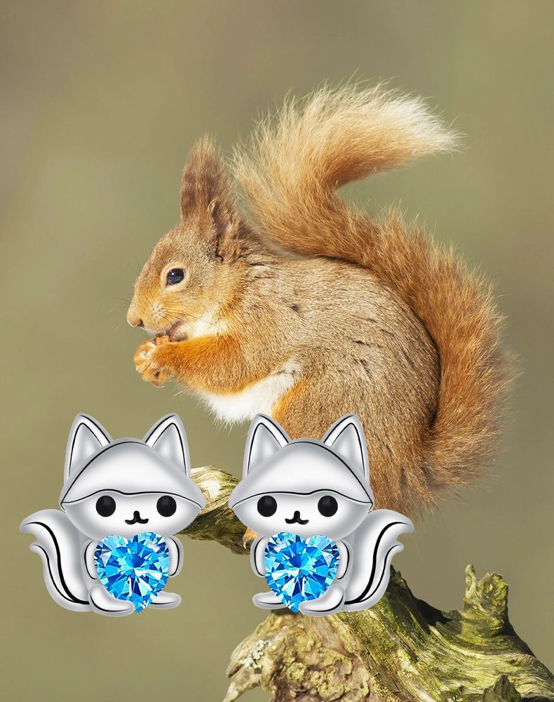 Cute Design Squirrel Inlaid Stud Earrings