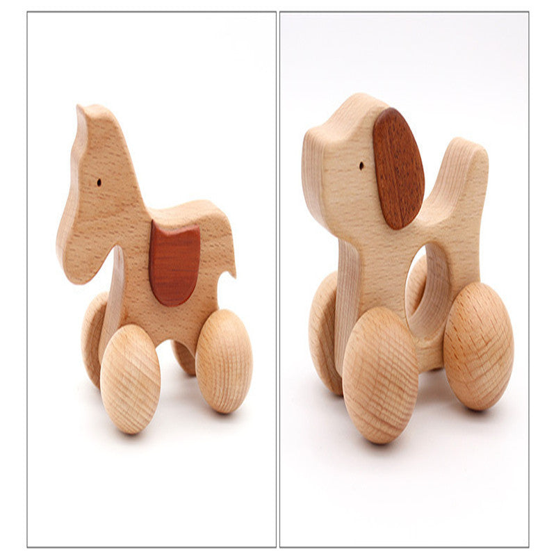 Voiture en bois écologique en forme de bébé chien, jouets de puzzle animaux de dessin animé pour nourrissons, blocs éducatifs d'apprentissage pour enfants, bricolage.