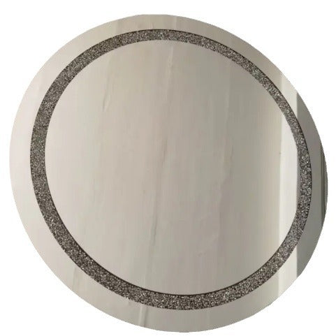 30cm European-style Light-luxury Round Diamond-encrusted Bathroom Mirror