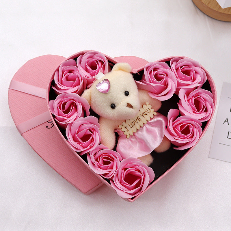Boîte cadeau Cœur de Roses en Savon Saint-Valentin Fête des Mères