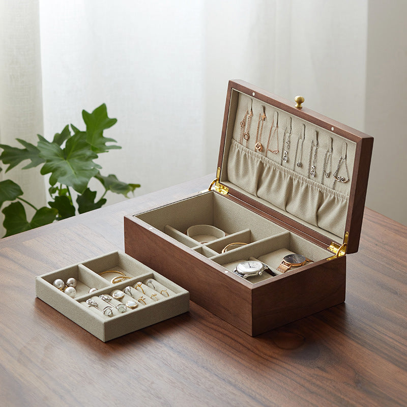 Black Walnut Home Jewelry Organizer High-capacity Multi-layer