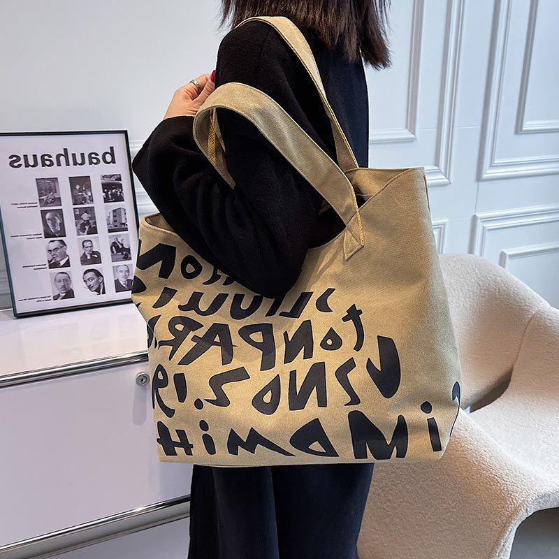 Women's Large Capacity New Letter Hand Shopping Canvas Bag