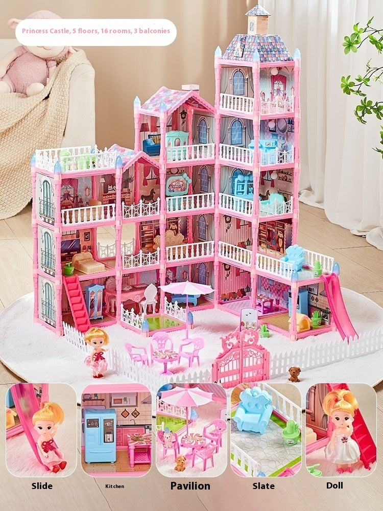 Toy Girl Princess Castle Villa Hut Children Play House Toy Girl Simulation Room Doll House Gift
