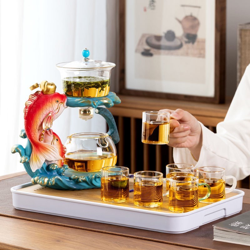 Home Living Room Induction Teapot Glass Automatic Tea Set