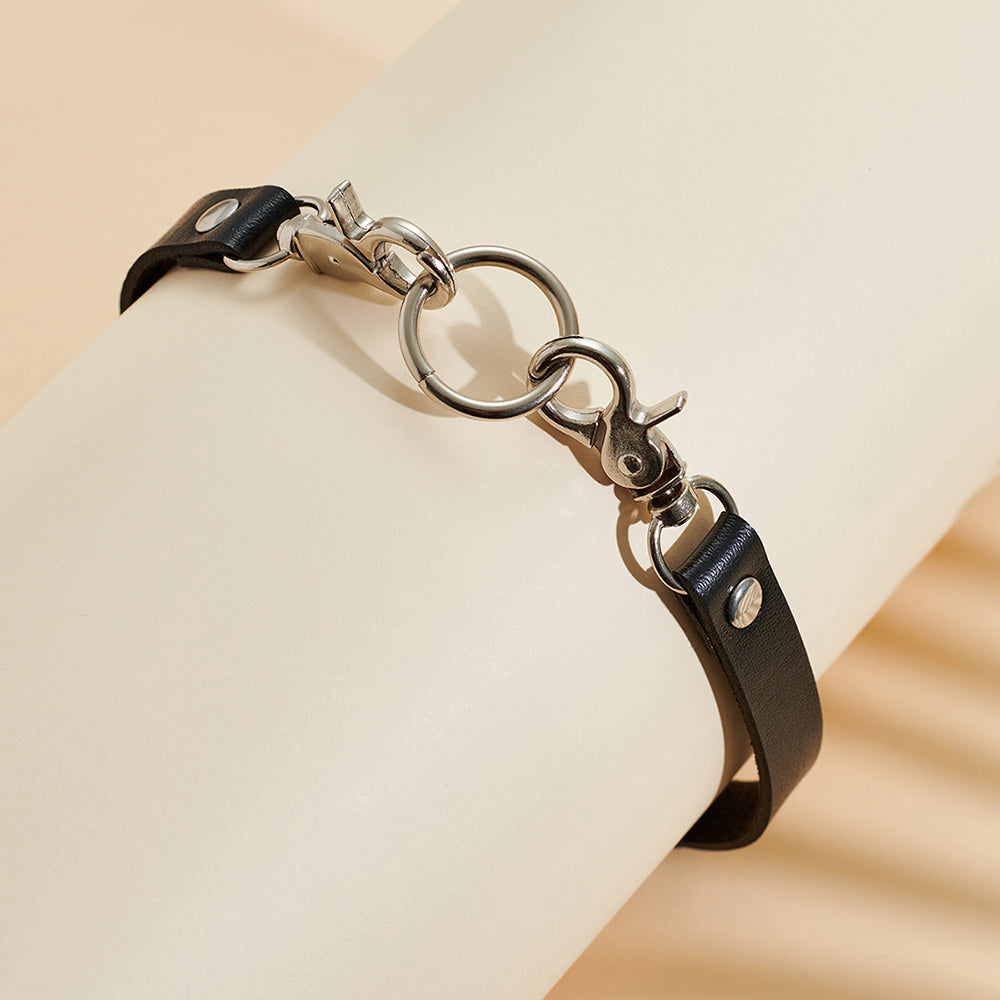 PU Leather Chain Buckle Collar Belt Buckle Necklace For Women