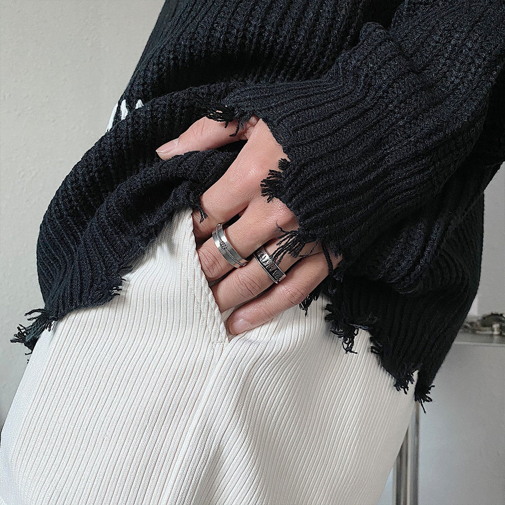 Titanium Steel Colorless Simple Hip Hop Ring