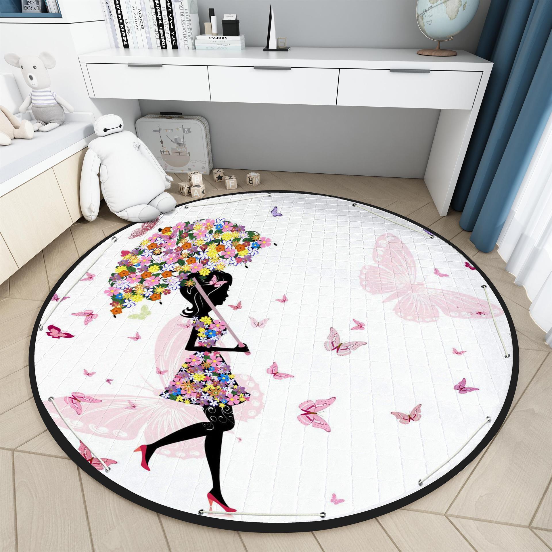 Round FARCENT Storage Mat Quilted Game Carpet Children Crawling Mat Outing Picnic Mat