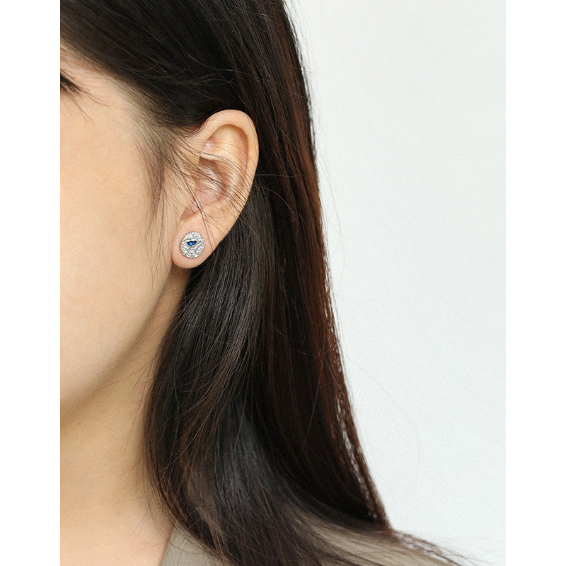 Textured Geometric Round Epoxy Sterling Silver Stud Earrings