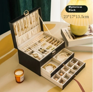 Boîte de rangement de bijoux Boîte à bijoux de luxe exquise pour colliers boucles d'oreilles or
