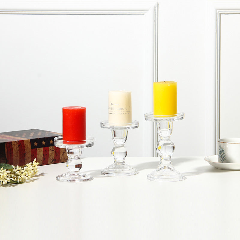 Chandelier en verre transparent, ensemble de chandeliers, artisanat sur pied, support de cire