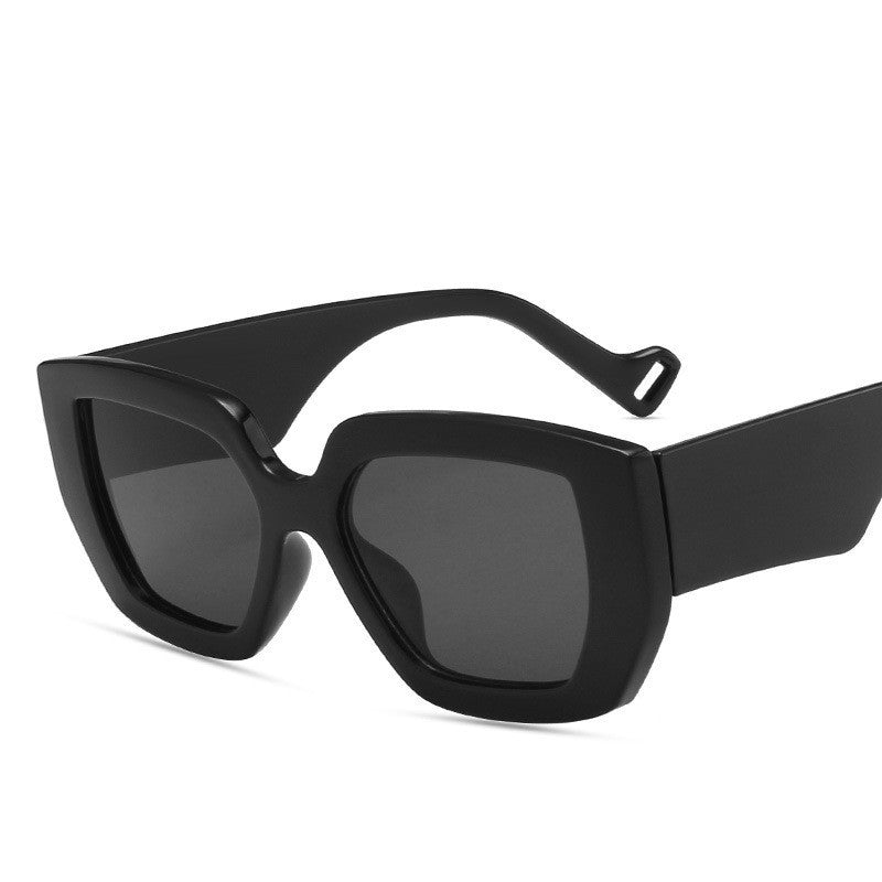 Lunettes de soleil polygonales contrastées pour la personnalité latérale Lunettes de soleil rétro