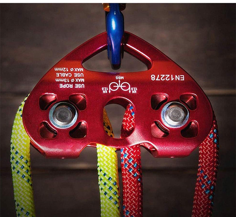 Heart Shaped Rock Climbing Double Shaft Pulley O-Shaped Threaded Steel Lock Rope
