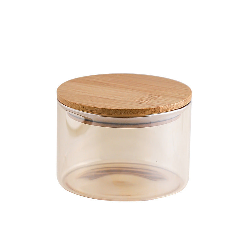 High Boron Straight Cylinder Tea Storage Jar With Wooden Lid