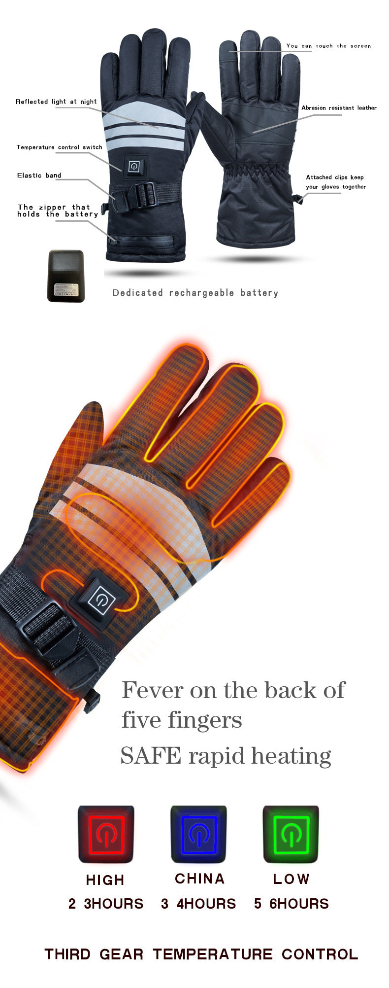 Heating Gloves Outdoor Skiing Cycling Thickening