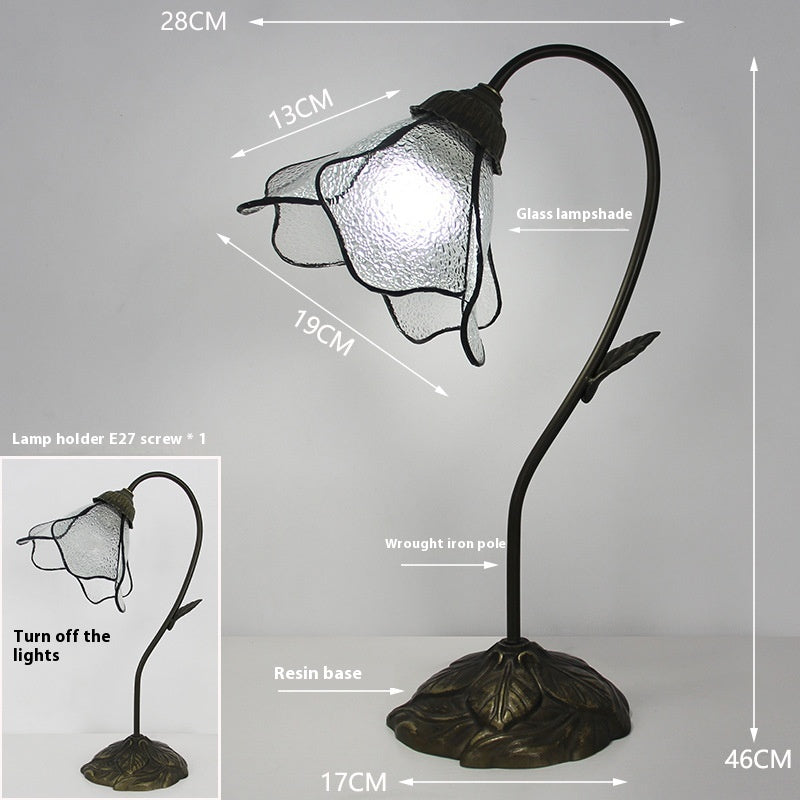 Retro American Desk Luxury Classical Sofa Tea Art Glass Table Lamp