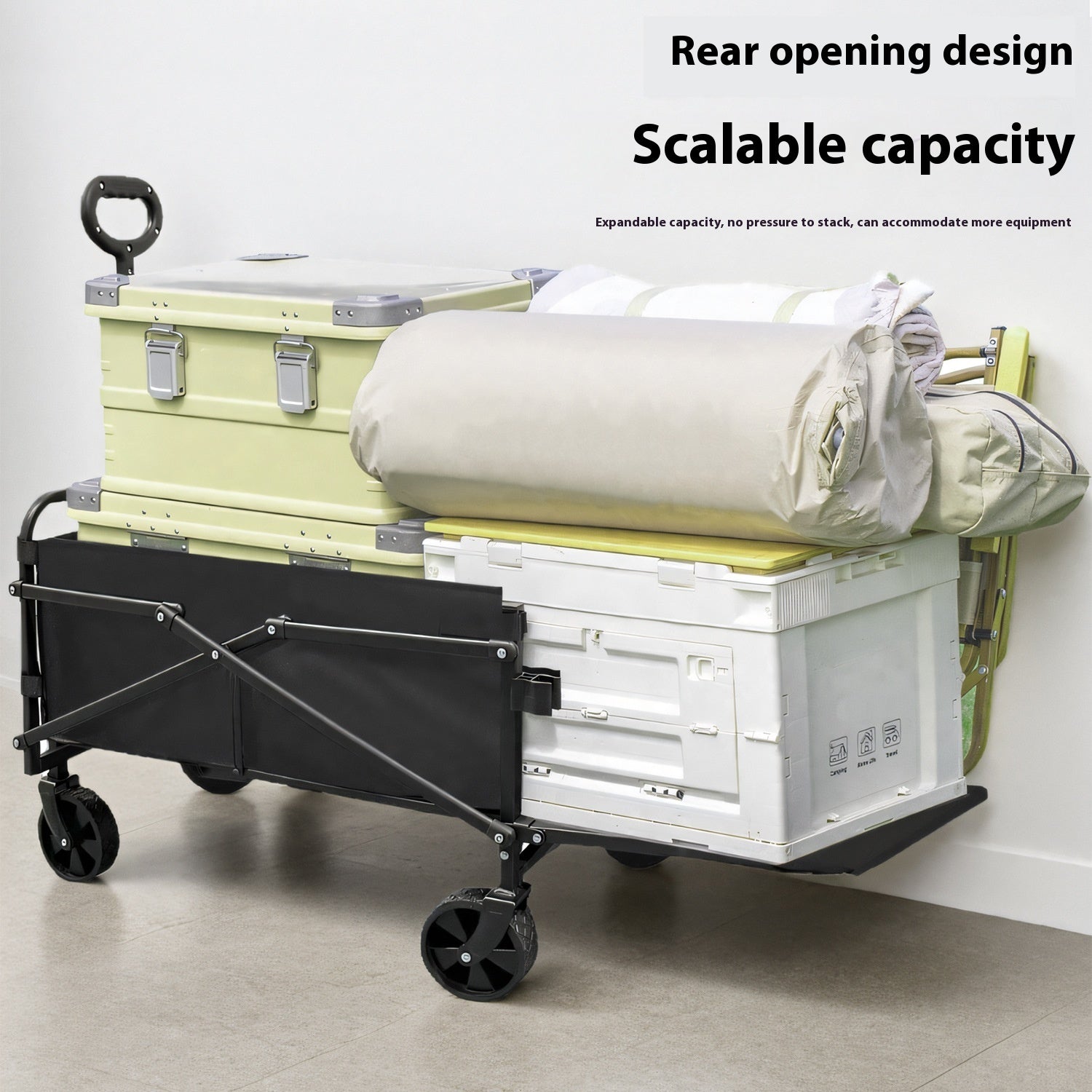 Rear Open Camping Outdoor Folding Cart