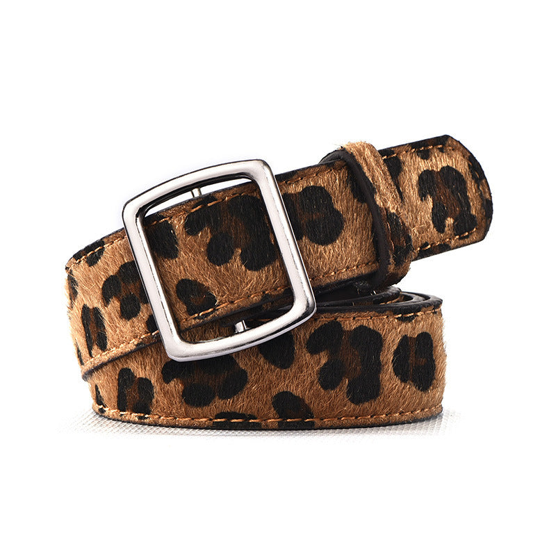 Ceinture léopard à la mode pour femme avec boucle ardillon décorative