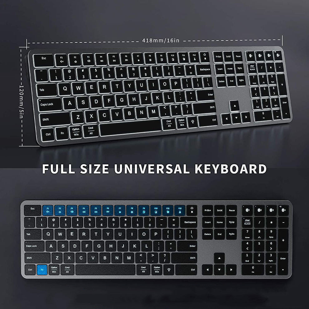 Multi-device Bluetooth Keyboard Backlit Rechargeable Wireless