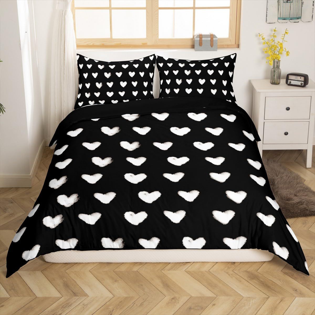 Simple Little Heart Quilt Cover Bedding Three-Piece Set