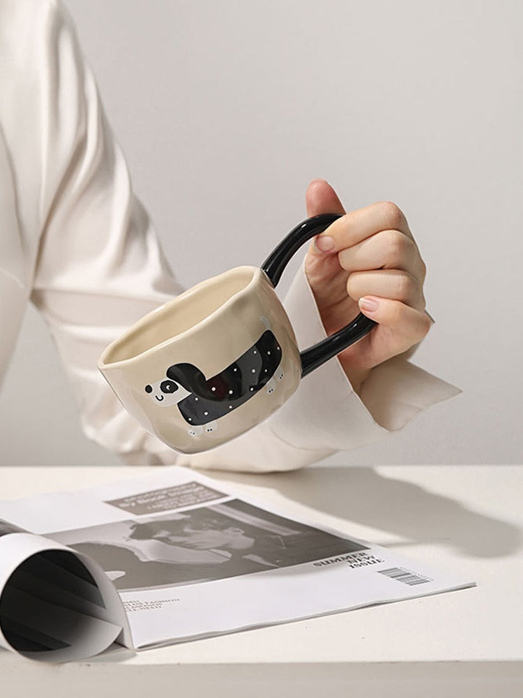 Cute Cartoon Milk Oatmeal Couple Coffee Mug Cup