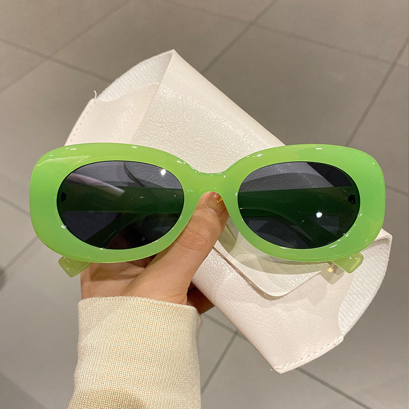 Simple Colorful Oval Frame Sunglasses