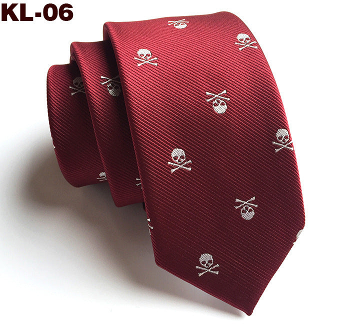 New 6cm Narrow Version Skull Head Halloween Tie