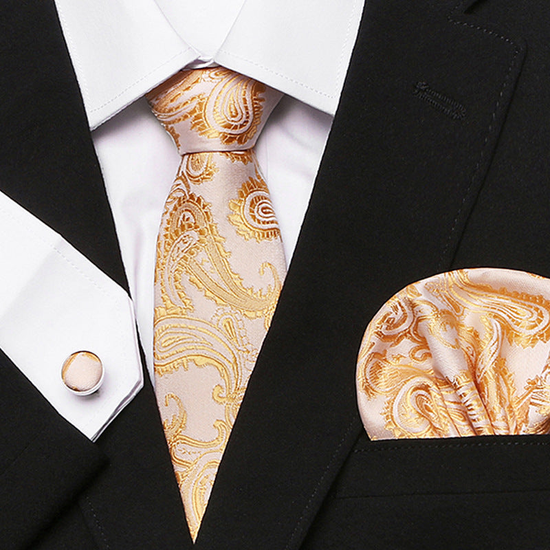 Men's Fashion Simple Cashew Flower Tie Three Pieces Set