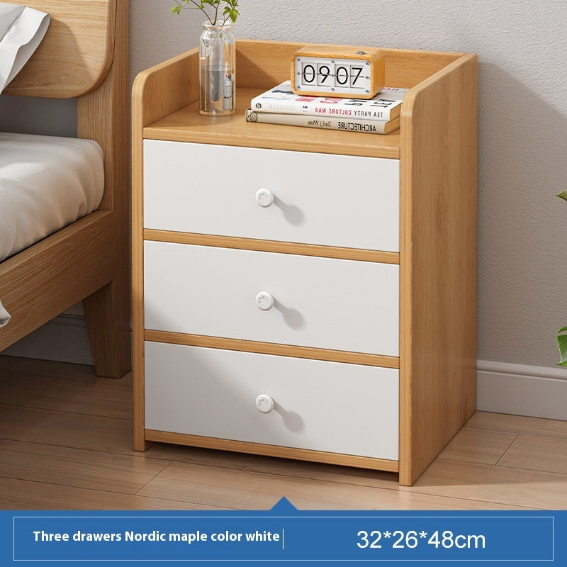 Simple Modern Bedroom Multifunctional Wooden Shelf Bedside Table