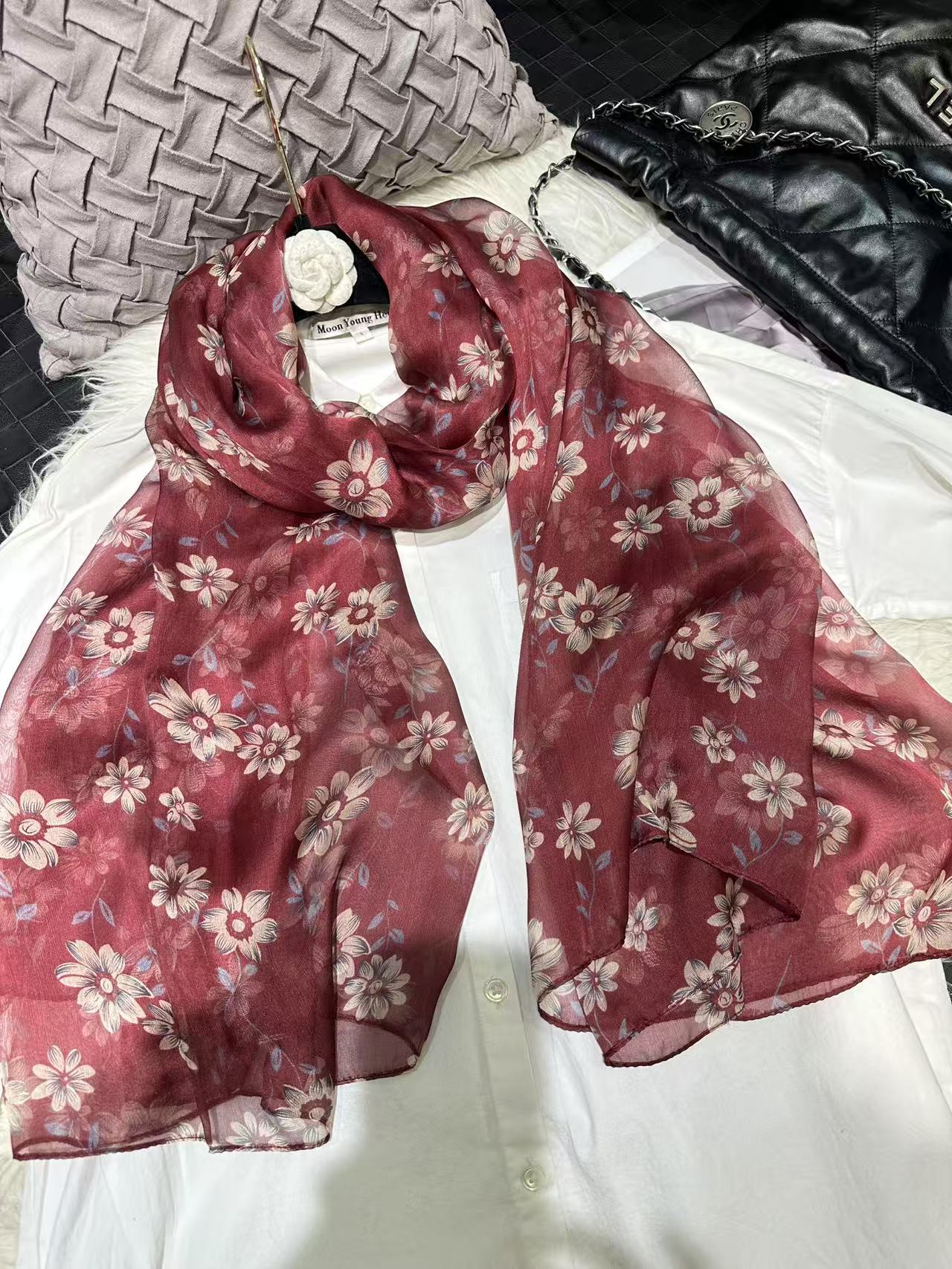 Mulberry Silk Chiffon With Digital Printlightweight Airy And Flowy Summer Sheer Scarf