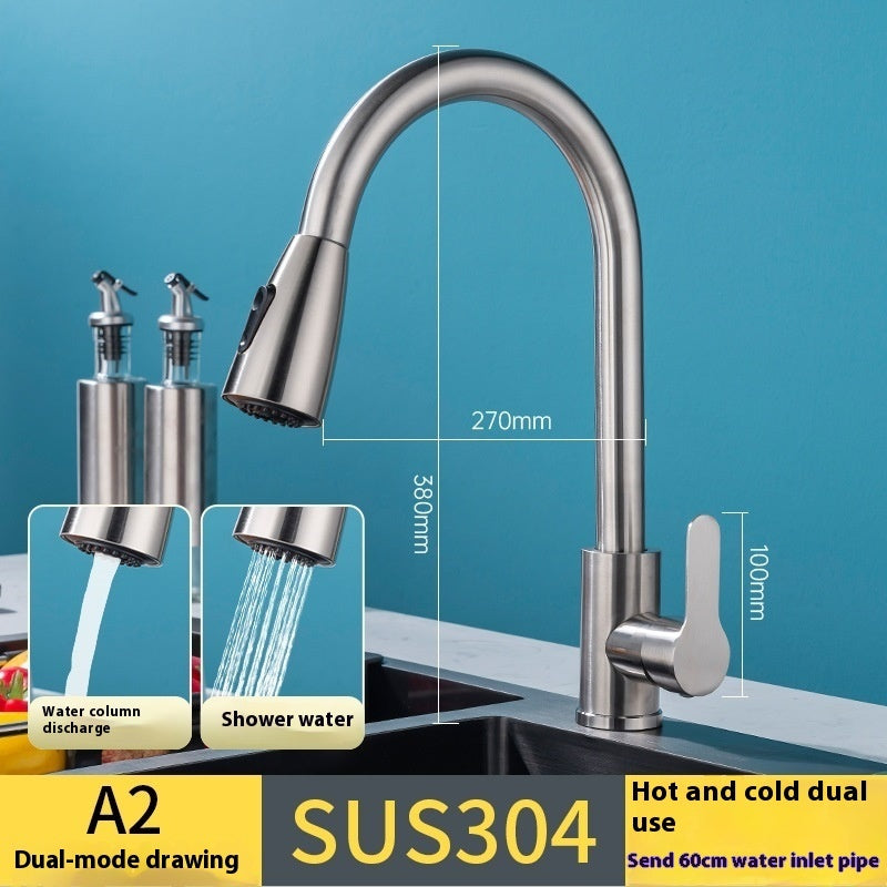Black Rotatable Retractable Splash Proof Faucet