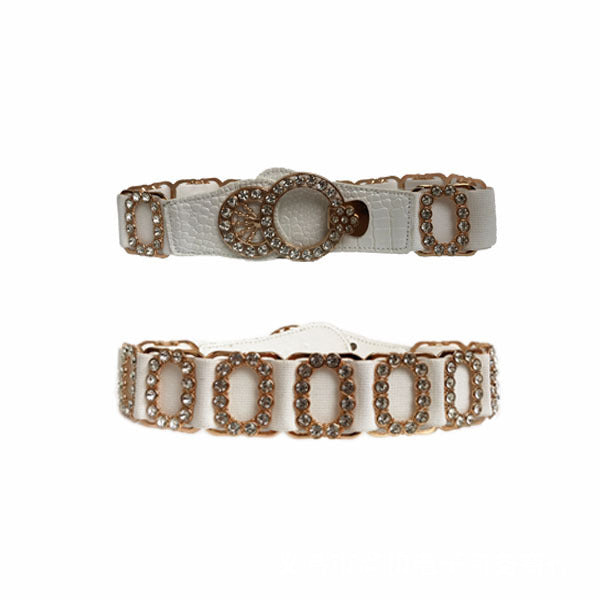 Ladies Elastic Belt Accessories Decorative Rhinestone Belt