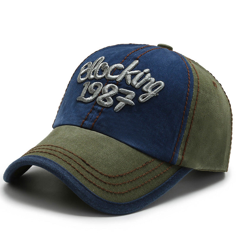 Korean Color Block Embroidery Baseball Cap
