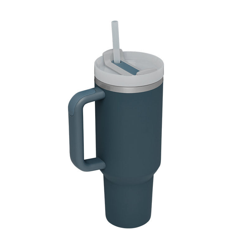 Gobelet isotherme 1,2 L avec poignée et paille, en acier inoxydable, anti-déversement, tasse à café isotherme sous vide avec couvercle, mug conique, cadeaux pour la Saint-Valentin, convient pour la voiture, la salle de sport, le bureau, les voyages