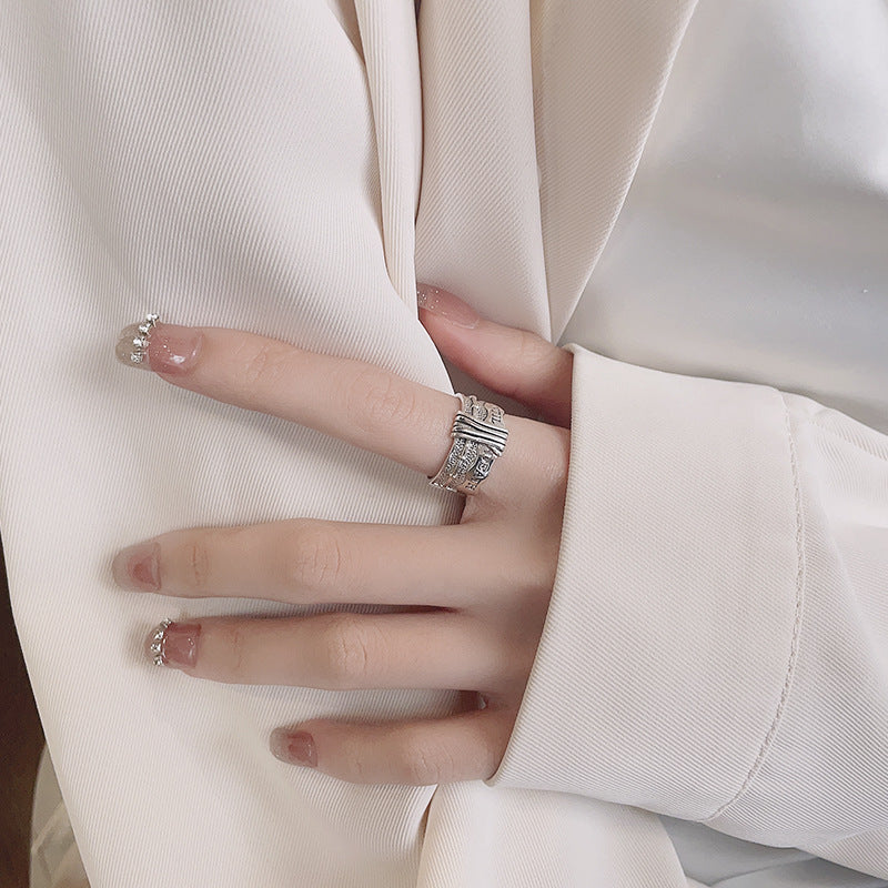 Bague Rétro Vieillie en Argent Sterling S925