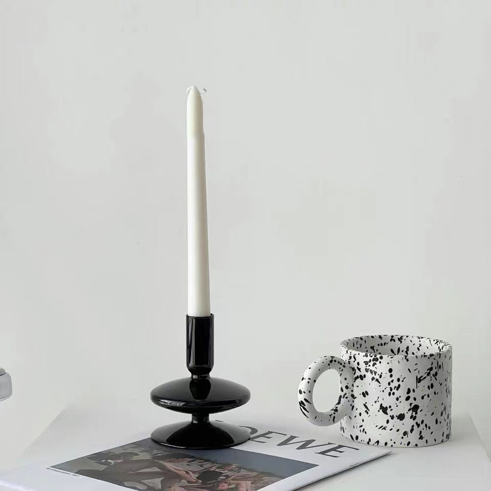 Black Glass Candlestick Nordic Romantic French Home Soft Decoration