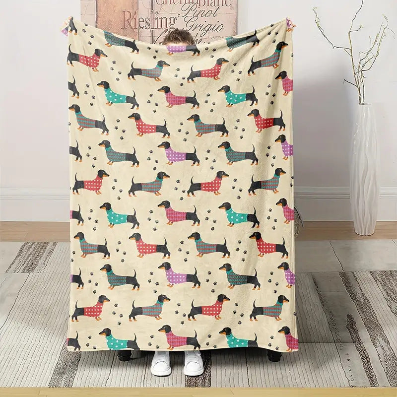 Dachshund Blanket Flannel Square Cover Blanket