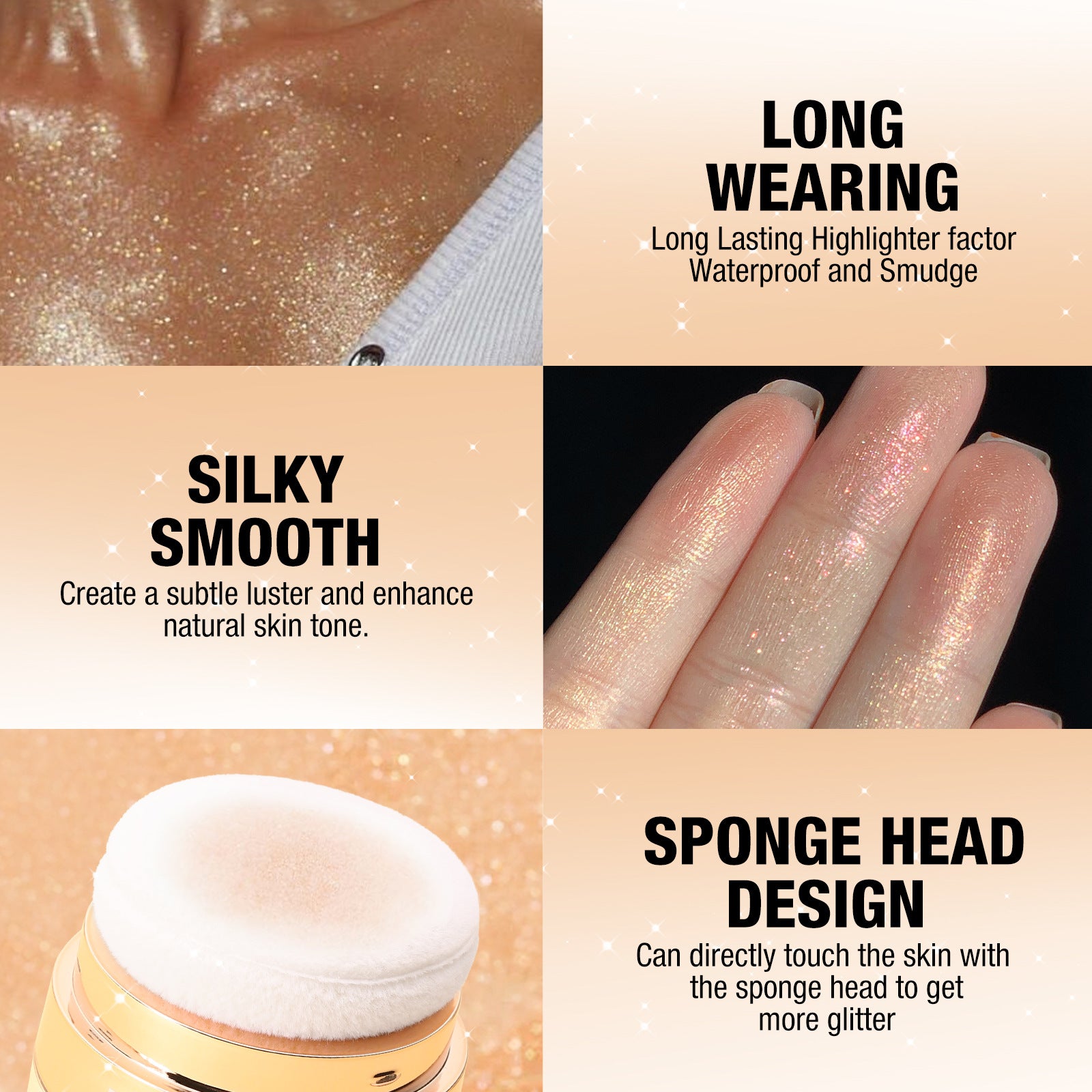 Highlight Face Powder Pat Face Body Blush Shading Powder