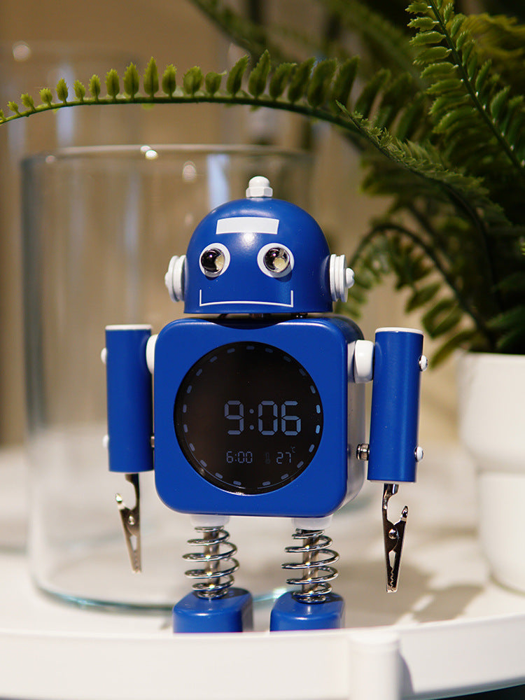 The New Robot Alarm Smart Desktop Bedside Clock Mute