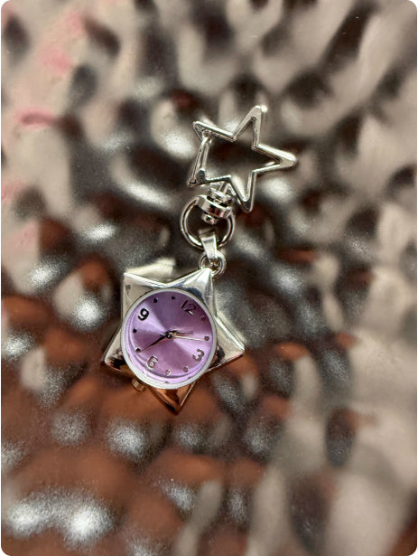 Fashionable Pentagram Watch And Shamrock Keychain