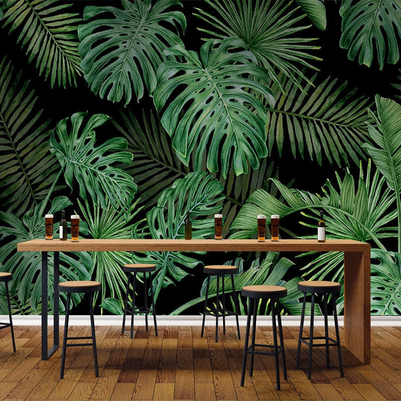 Nordic Green Plant Wallpaper Bedroom TV Background Wall