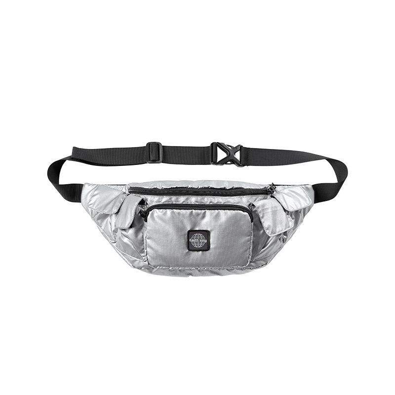 Harajuku Silver Check Chest Bag Men
