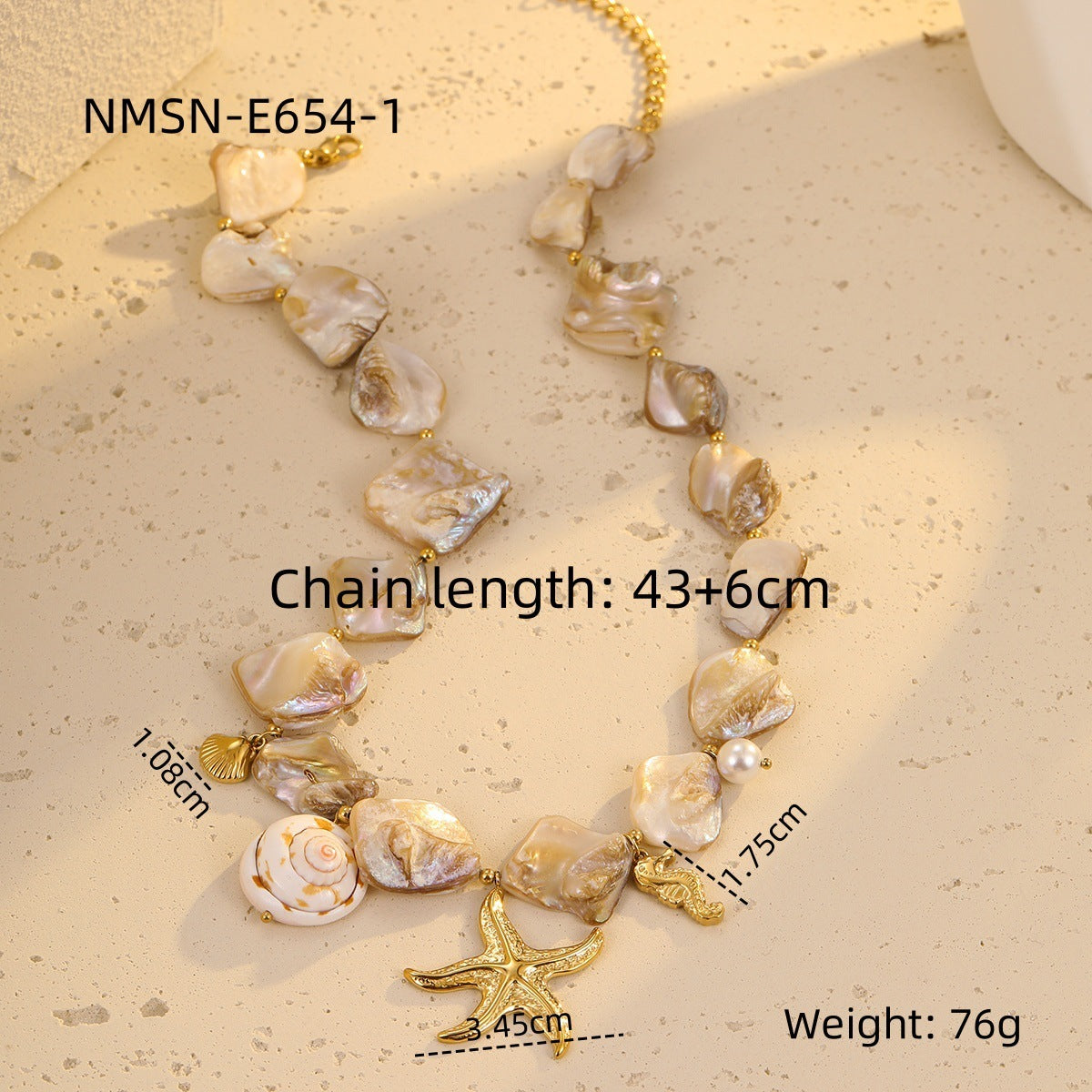 Vacation Style Irregular Shell Conch Starfish Clavicle Chain